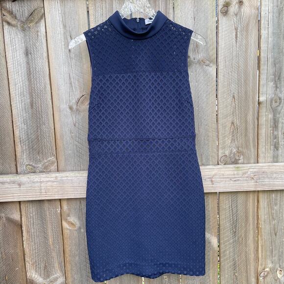 Elizabeth and James Neri Mini Dress High Neck Sleeveless Mesh Party Sheath Sz 10 - Picture 1 of 9